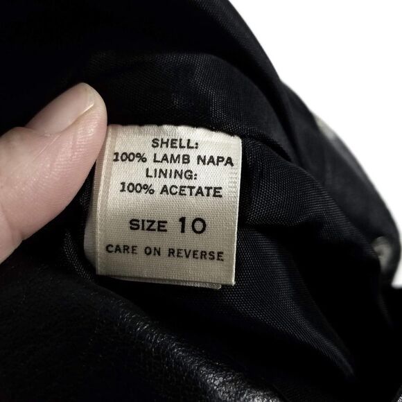 Vintage 90's West Bay Lamb Napa Leather High Rise Snap Front Skirt Black Size 10 - Picture 7 of 7